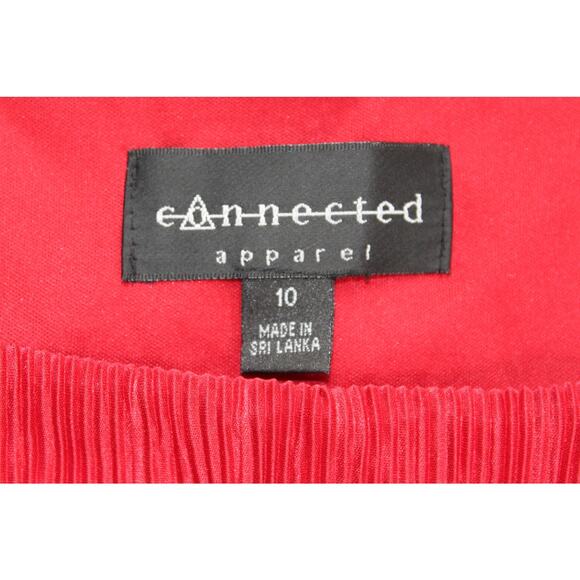 Connected Apparel Red Tiered Sleeveless Cocktail Dress Size 10 - Picture 3 of 5